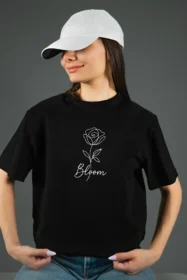 Жіноча футболка з принтом Bloom (00164) Чорний