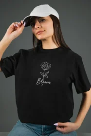Жіноча футболка з принтом Bloom (00164) Чорний