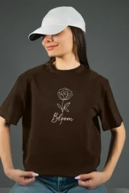 Жіноча футболка з принтом Bloom (00164) Коричневий