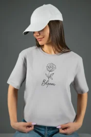 Жіноча футболка з принтом Bloom (00164) Світло-сірий
