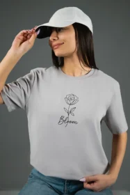 Жіноча футболка з принтом Bloom (00164) Світло-сірий
