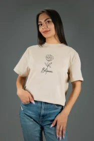 Жіноча футболка з принтом Bloom (00164) Тауп
