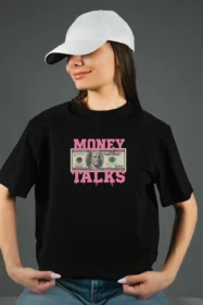 Жіноча футболка з принтом Money Talks (00181) Чорний