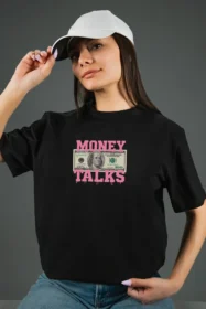 Жіноча футболка з принтом Money Talks (00181) Чорний