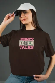 Жіноча футболка з принтом Money Talks (00181) Коричневий