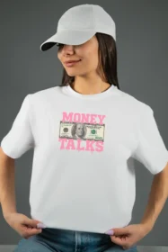 Жіноча футболка з принтом Money Talks (00181) Білий