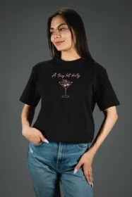 Жіноча футболка з принтом Cherry Martini (00183) Чорний