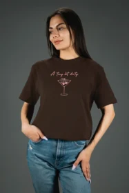 Жіноча футболка з принтом Cherry Martini (00183) Коричневий