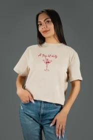 Жіноча футболка з принтом Cherry Martini (00183) Тауп