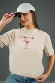 Жіноча футболка з принтом Cherry Martini (00183) Тауп