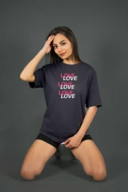 Жіноча футболка з принтом LOVE overload (00209) Фуме
