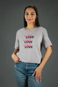 Жіноча футболка з принтом LOVE overload (00209) Світло-сірий