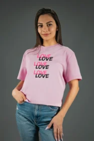 Жіноча футболка з принтом LOVE overload (00209) Рожевий