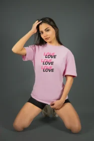 Жіноча футболка з принтом LOVE overload (00209) Рожевий