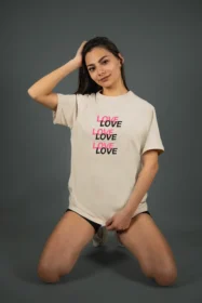 Жіноча футболка з принтом LOVE overload (00209) Тауп