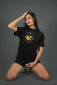 Жіноча футболка з принтом Тропічний настрій (00211) Чорний