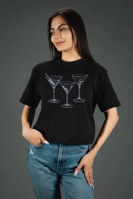 Жіноча футболка з принтом Martini Vibes (00232) Чорний
