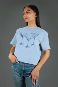 Жіноча футболка з принтом Martini Vibes (00232) Блакитна