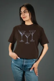 Жіноча футболка з принтом Martini Vibes (00232) Коричневий