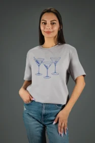 Жіноча футболка з принтом Martini Vibes (00232) Світло-сірий