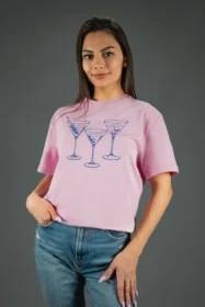 Жіноча футболка з принтом Martini Vibes (00232) Рожевий