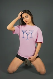 Жіноча футболка з принтом | Martini Vibes (00232) Рожева