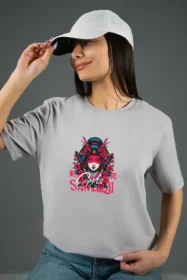 Жіноча футболка з принтом Girls Samurai (00244) Світло-сірий