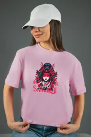 Жіноча футболка з принтом Girls Samurai (00244) Рожевий