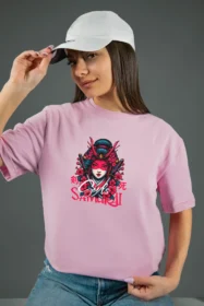 Жіноча футболка з принтом Girls Samurai (00244) Рожевий