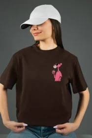 Жіноча футболка з принтом Pink panther (00247) Коричневий