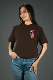 Жіноча футболка з принтом Pink panther (00247) Коричневий