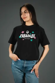 Жіноча футболка з принтом Retro Paradise (00256) Чорний