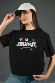 Жіноча футболка з принтом Retro Paradise (00256) Чорний