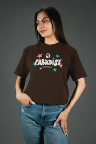 Жіноча футболка з принтом Retro Paradise (00256) Коричневий