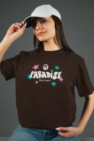 Жіноча футболка з принтом Retro Paradise (00256) Коричневий