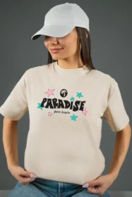 Жіноча футболка з принтом Retro Paradise (00256) Тауп