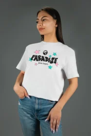 Жіноча футболка з принтом Retro Paradise (00256) Білий