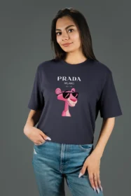 Жіноча футболка з принтом Prada pink panther (00277) Фуме