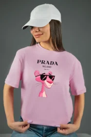 Жіноча футболка з принтом Prada pink panther (00277) Рожевий
