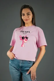 Жіноча футболка з принтом Prada pink panther (00277) Рожевий