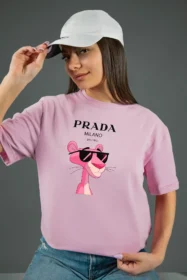 Жіноча футболка з принтом Prada pink panther (00277) Рожевий