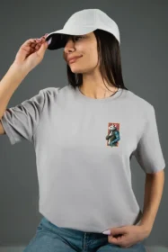 Жіноча футболка з принтом (10027) Світло-сірий