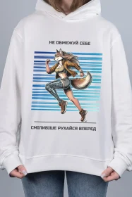 Жіноче худі з принтом (10011) Кремовий