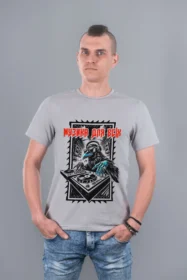 Чоловіча футболка з принтом | (10074) Світло-сіра