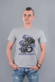 Чоловіча футболка з принтом | (10076) Світло-сіра