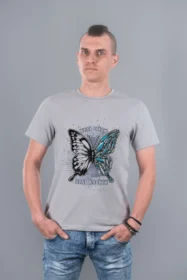 Чоловіча футболка з принтом | (10084) Світло-сіра