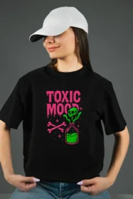 Жіноча футболка з принтом | Toxic mood (00108) Чорна