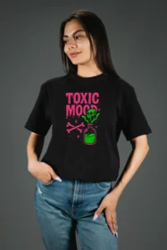 Жіноча футболка з принтом | Toxic mood (00108) Чорна