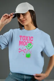 Жіноча футболка з принтом | Toxic mood (00108) Блакитна