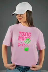 Жіноча футболка з принтом | Toxic mood (00108) Рожева